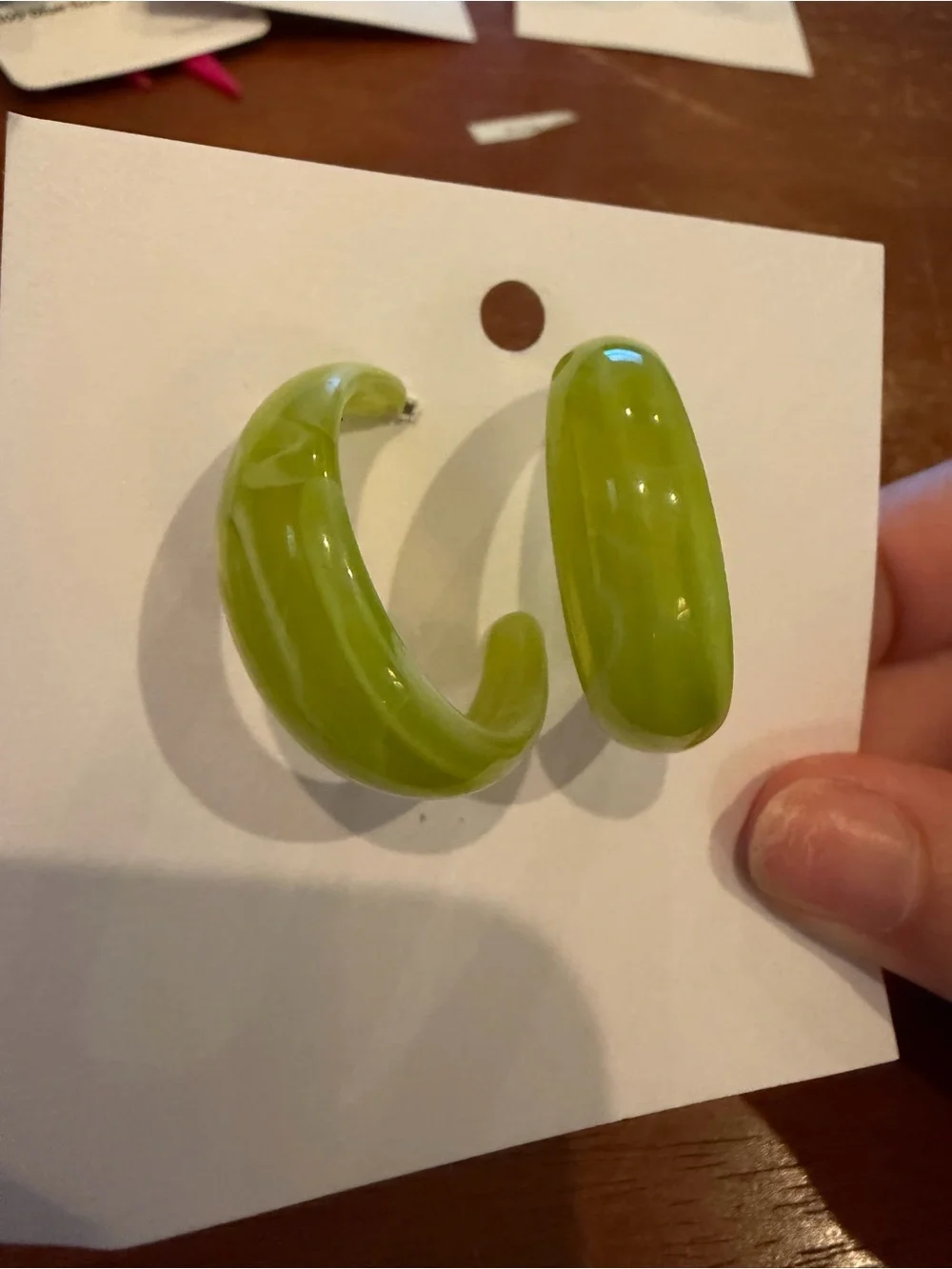 NWT Green Resin Hoop Earrings - Women Jewelry